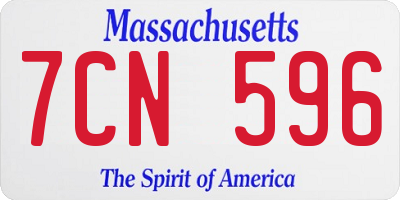 MA license plate 7CN596