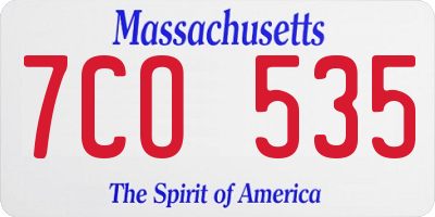 MA license plate 7CO535