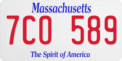 MA license plate 7CO589