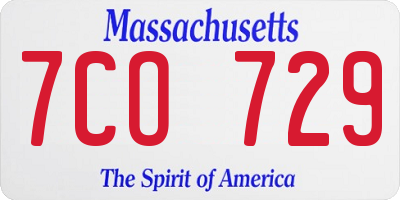 MA license plate 7CO729