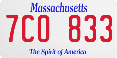 MA license plate 7CO833