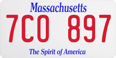 MA license plate 7CO897