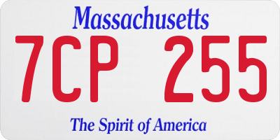 MA license plate 7CP255