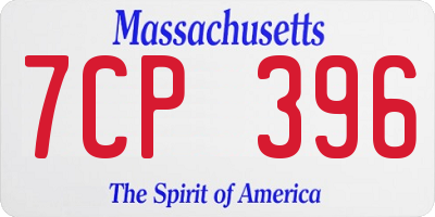 MA license plate 7CP396