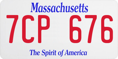MA license plate 7CP676