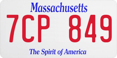 MA license plate 7CP849