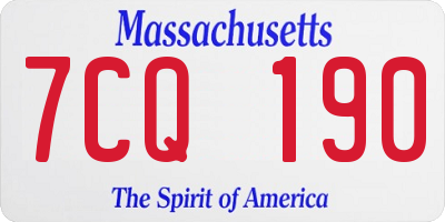 MA license plate 7CQ190