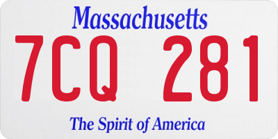 MA license plate 7CQ281