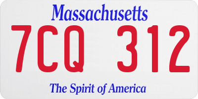 MA license plate 7CQ312