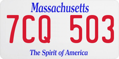 MA license plate 7CQ503