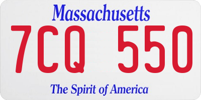 MA license plate 7CQ550