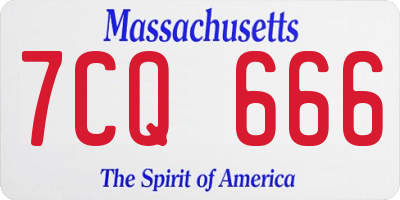 MA license plate 7CQ666