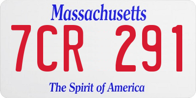 MA license plate 7CR291