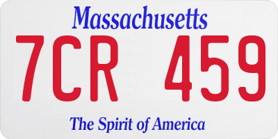 MA license plate 7CR459