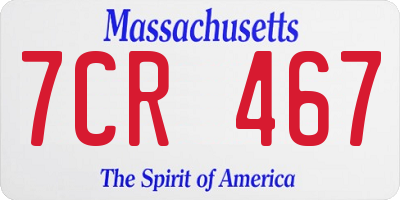 MA license plate 7CR467