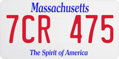 MA license plate 7CR475