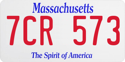 MA license plate 7CR573