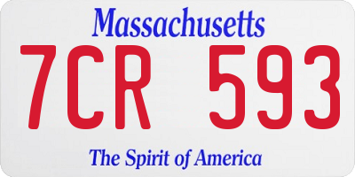 MA license plate 7CR593