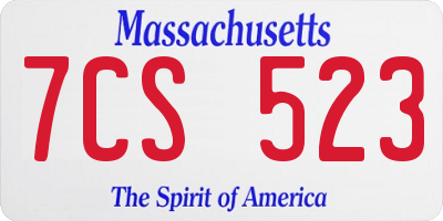 MA license plate 7CS523