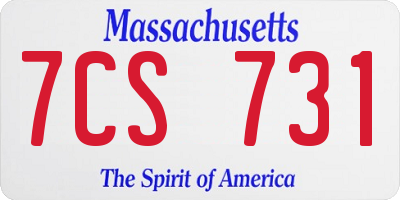 MA license plate 7CS731