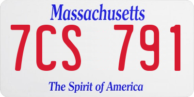 MA license plate 7CS791