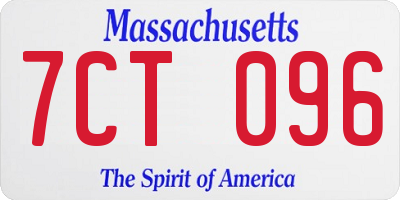 MA license plate 7CT096