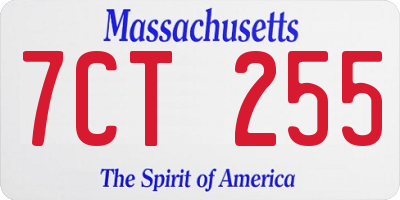 MA license plate 7CT255
