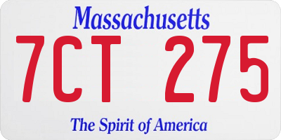 MA license plate 7CT275