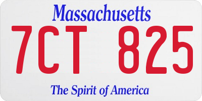 MA license plate 7CT825