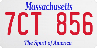 MA license plate 7CT856