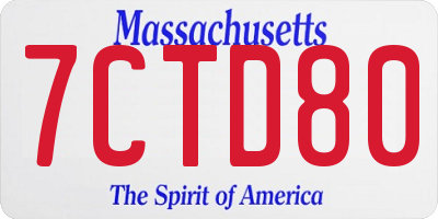 MA license plate 7CTD80