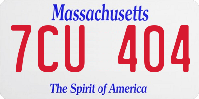 MA license plate 7CU404
