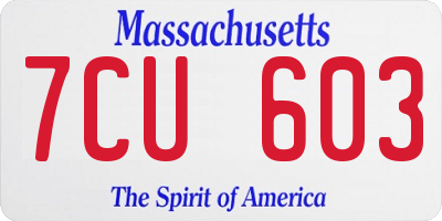 MA license plate 7CU603