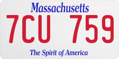 MA license plate 7CU759