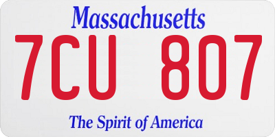 MA license plate 7CU807