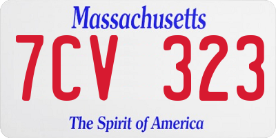 MA license plate 7CV323