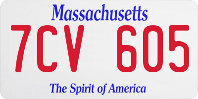 MA license plate 7CV605