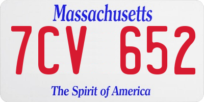 MA license plate 7CV652