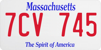 MA license plate 7CV745