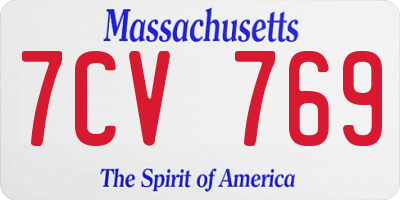 MA license plate 7CV769