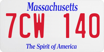 MA license plate 7CW140
