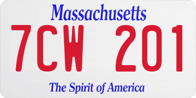 MA license plate 7CW201
