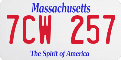 MA license plate 7CW257