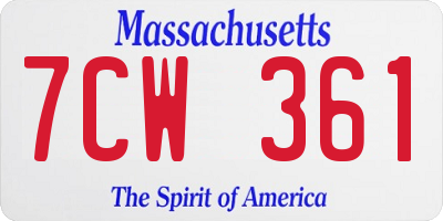MA license plate 7CW361