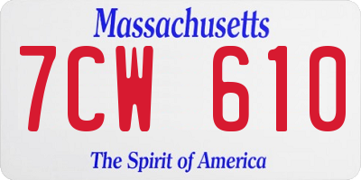 MA license plate 7CW610