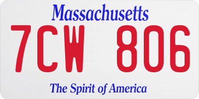 MA license plate 7CW806