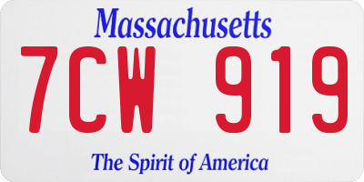 MA license plate 7CW919