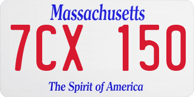 MA license plate 7CX150