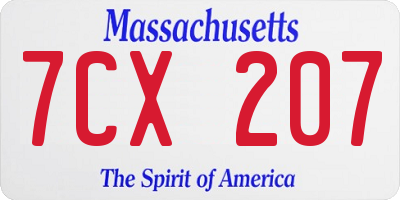MA license plate 7CX207