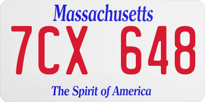 MA license plate 7CX648